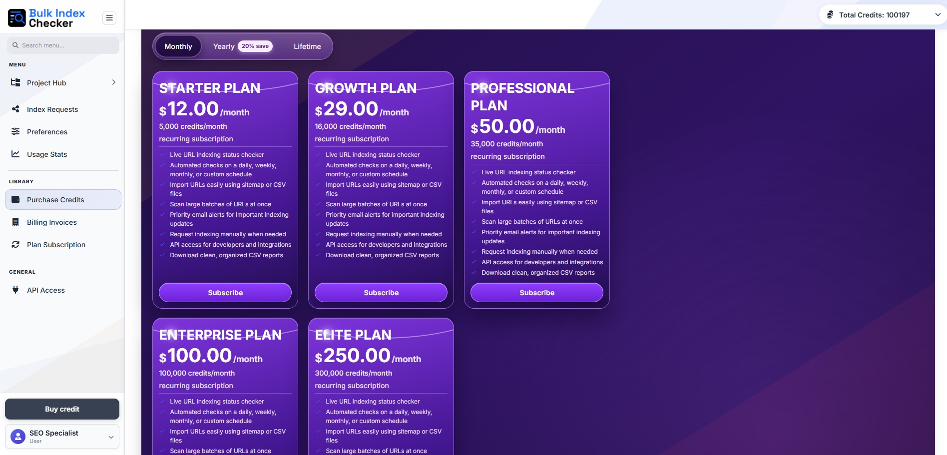 Buy credits screenshot placeholder