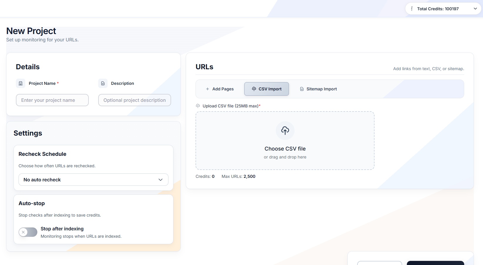 Create projects screenshot placeholder